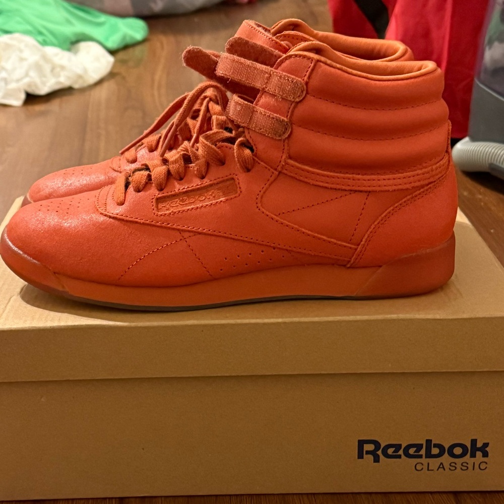 SOLD!!Reebok Classic High-Top Sneakers in Bright Orange